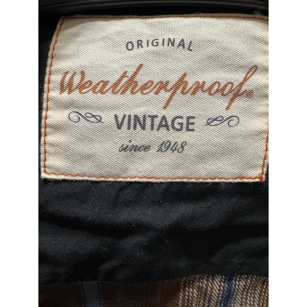Weatherproof Vintage Mens Plaid Button Down Shirt Brown Blue Long Sleeve Medium - Picture 3 of 4